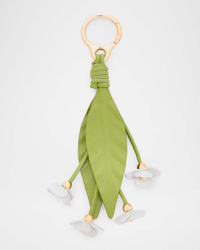 Strawberry Flower Bag Charm in Calfskin Leather